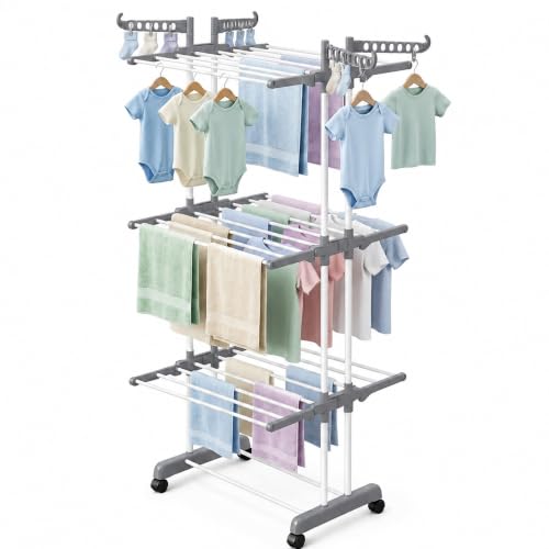Image of Premium Steel Clothes Drying Stand | 3 Layer Rack with Wheels