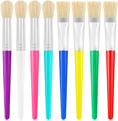 Paint Brushes for Kids, 8 Pcs Toddler Chubby Paint Brushes Bulk Set for Craft, Preschool Washable Kids Paint Brushes for Acrylic Paint Watercolor Paint, Easy to Hold and Clean