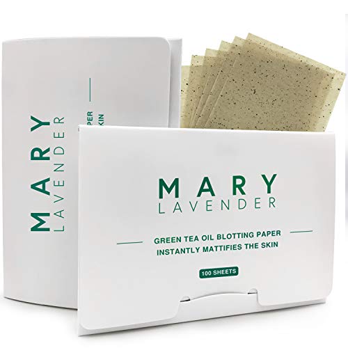 MARY LAVENDER Oil Blotting Paper sheets with Green Tea for Face,100% Natural Absorbing Excess Shine Oil Tissues for Both Men Women,Prevent Blackhead Acne,Free of Synthetic Fragrance,200 Sheets(2 Pack)