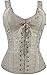 Imilan Women Sexy Boned Lace up Corsets and Strap Bustiers Top (FBA) (L (US Size 6-8), Apricot)
