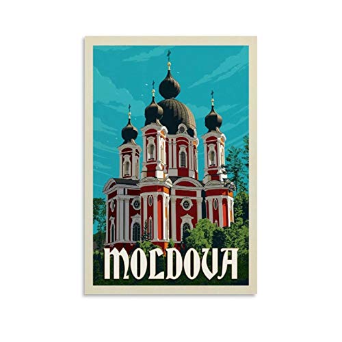 Affiche architecturale vintage Moldavie - Peinture décorative sur toile - Poster mural et art - Décoration moderne pour chambre à coucher - 20 x 30 cm