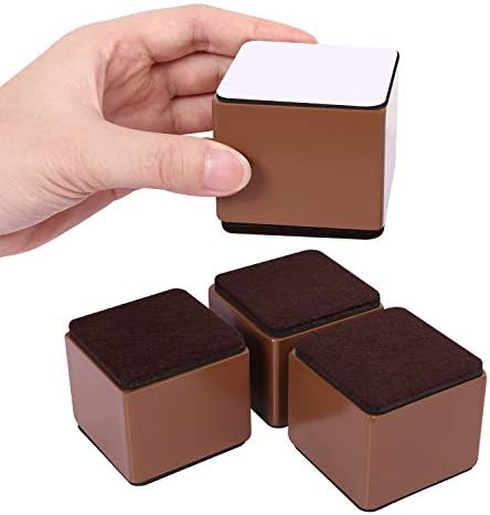 AIRUJIA 5cm Lift Furniture Risers Carbon Steel Bed Risers, Diameter 6cm Self-Adhesive Heavy Duty Furniture Raisers Adds 5cm Height to Beds Sofas Cabinets Supports 20,000 lbs (Square, White)