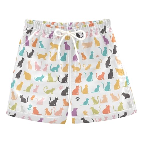 Boys Swim Trunks with Pockets and Quick Dry Fabric,Cute Cat Kids Swimwear Boy Swimsuit 5T