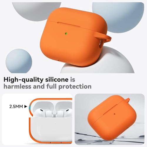 Image of Meyaar for AirPods Pro 3 Case 2025 with Cleaner Kit,Soft Silicone Protective Cases for Apple AirPods Pro 3rd Generation Case for Women Men,AirPod Pro 3 Cases Cover Accessories with Keychain(Orange)
