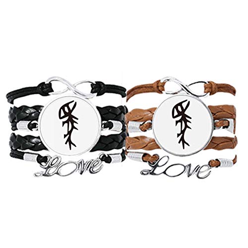 Cadeau maman bracelet amour couple cuir avec inscription chinoise