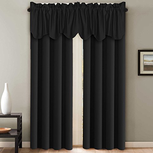 H.Versailtex PART-P2HVSOLIDBKVAL5218-C7 2 Panels Blackout Curtain Valances thumb #1
