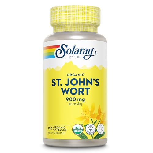 SOLARAY Organic St Johns Wort 900mg - St Johns Wort Capsules - Herbal Supplements for Wellness Support - Vegan Lab Verified 60-Day Guarantee - 50 Servings 100 VegCaps