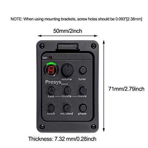 YSMANGO Captador Piezo, Sintonizador EQ de Pré-Amplificador de Violão, Peças, Acessórios