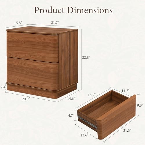 Image of Yechen Nightstand with 2 Push to Open Drawers Storage