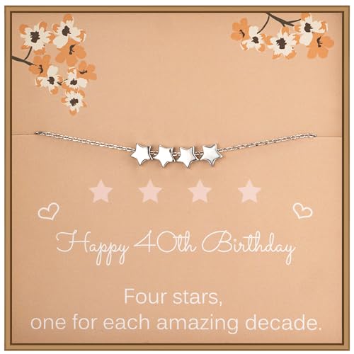 Cadeau d'anniversaire pour femme de 40 ans : bracelet quatre étoiles en argent sterling 925