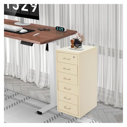 Classeur mobile beige en métal verrouillable pour bureau