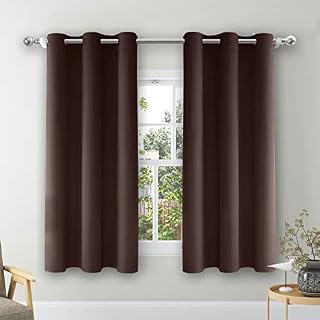 TUKAILAi Blackout Curtains, 2PCS Noise Reducing & Energy Saving Window Treatment Curtain, Eyelet Ring Top Thermal Insulated Darkening Decorative Curtain for Bedroom,Living Room (Brown, W 46" x L 54")