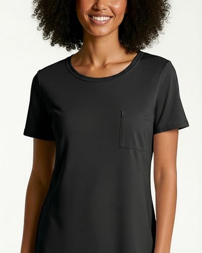 Image of Real Essentials 3 Pack: Women's Short Sleeve Nightgown Dress - Nightshirt Pajama Sleep Shirt Sleepwear (Available In Plus)