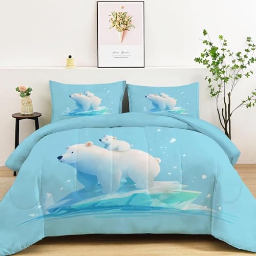 Édredon Microfibre Douce Bleu Clair Idéal Lit Deux Personnes