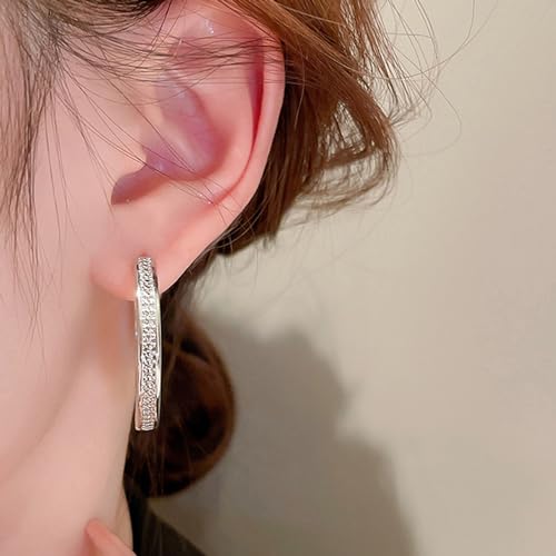 Image of Peora Silver Plated Cubic Zirconia Studded Hoop Earrings Trending Fashion Jewellery For Women & Girls