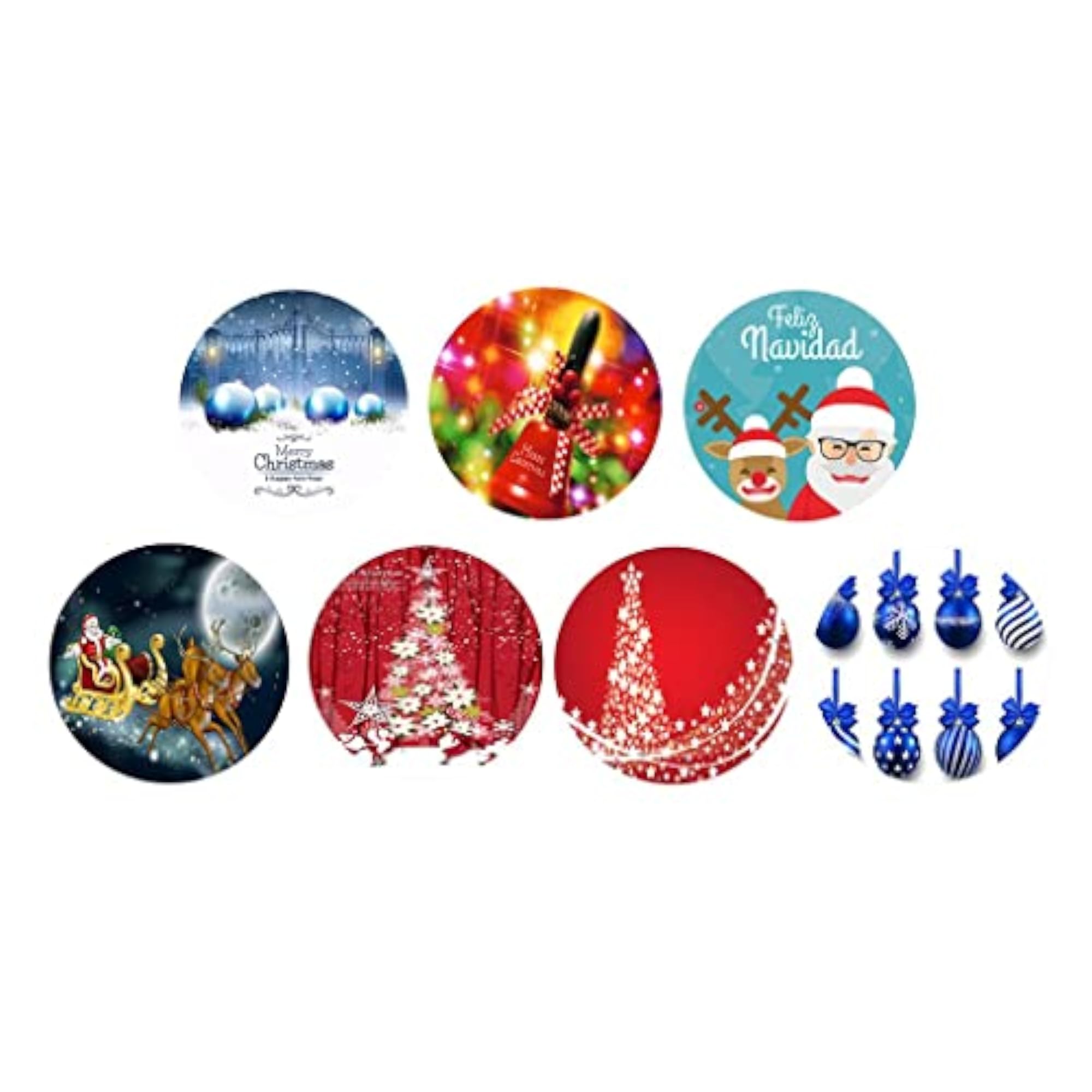 Waterproof Xmas Theme Tablecloth for 1.2m Round Table with Elk & Santa