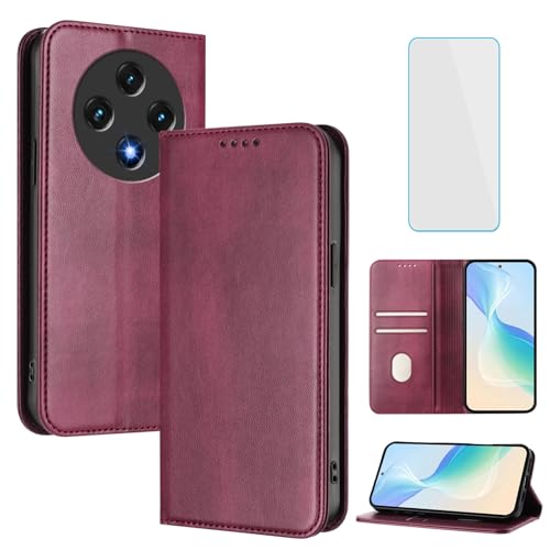 Coque UMIDIGI G100 4G étui portefeuille cuir à rabat vintage bourgogne