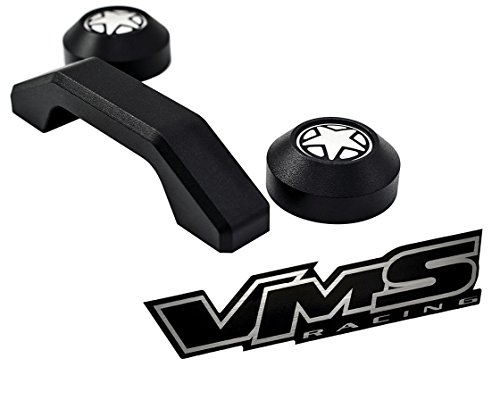 VMS Racing Black Windshield Bumper Rests and Footman Loop Bar Tie Down 3pcs 3 Piece Set Kit Compatible with Jeep Wrangler Sport Sahara Rubicon Unlimited JK JKU 07-20 2007-2020