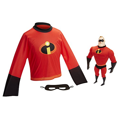 Incredibles 2 Mr Incredible Super Set  Incluye máscara de Increíbles, camisa (4-6X) y 14 pulgadas Mr Incredible Figura