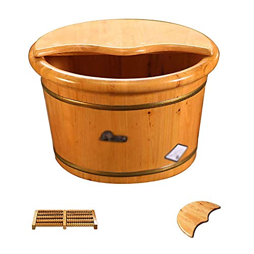 Balde de Madera Natural para Spa de Pies con Masaje