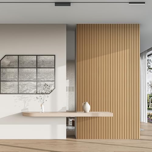 Image of Art3d 4 Pc 96 inchx5.7 inch Wood Slat Wall Panel for Interior, Ceiling and Decoration, 15.2 SqFt