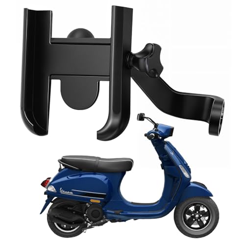 Image of Metal CNC Mobile Holder for Scooter, Scooty & Motorcycle Compatible for Vespa SXL 125, Mirror Mount, 360 Rotation, Strong Anti-Slip Grip, Wide Adjustable Fit for All Smartphones (Black)