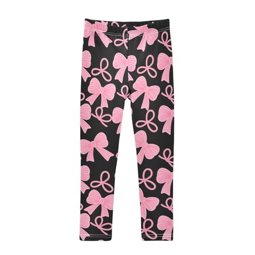 Pink Bow Aesthetic Girls Leggings Soft Stretch Workout Yoga Dance Pants for Kids Casual Tights
