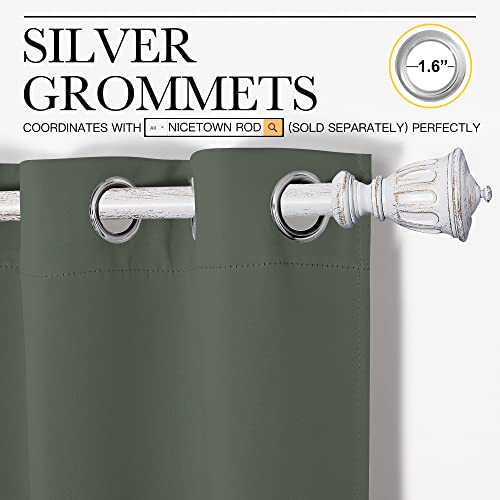 Image of NICETOWN Dark Mallard Blackout Draperies Curtains - Pair of Grommet Top Thermal Insulated Blackout Decorative Curtains for Thanksgiving Day & Christmas Decor(55 inches Wide by 90 inches Long)