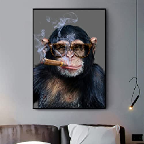 Affiches et Gravures Singe Gorille Fumer Tableau Street Art Toile Salon 50x70cm