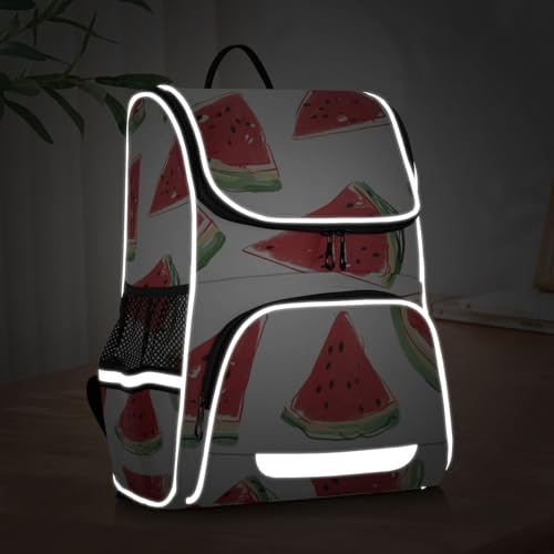 Mochila escolar de sandía con tiras reflectantes de seguridad infantil 5