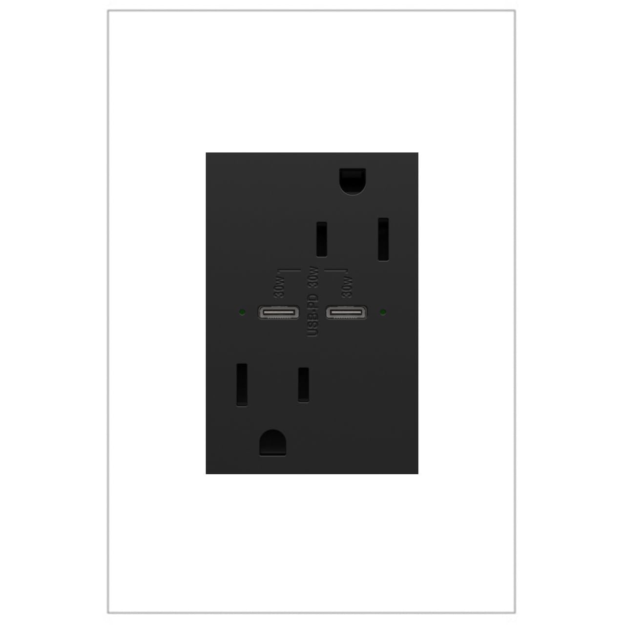 adorne 15A Tamper-Resistant Ultra-Fast Plus Power Delivery USB Type-C/C Outlet in Magnesium, ARTRUSB15PD30M4 ǀ Legrand