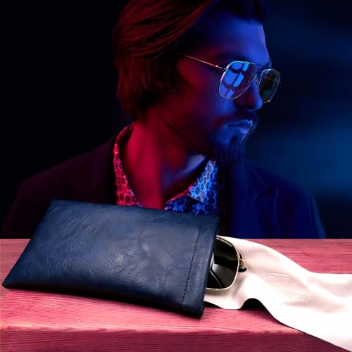 Image of Soft Sunglasses case | Large Glasses Case Holder - Eyeglass Pouch Squeeze Top | Glasses pouch Lightweight Extra Layers