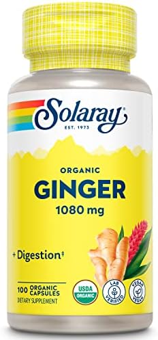 SOLARAY Organically Grown Ginger Root 540mg Healthy Cardiovascular, Digestive, Joint & Menstrual Cycle Support Vegan & Non-GMO 100 VegCaps