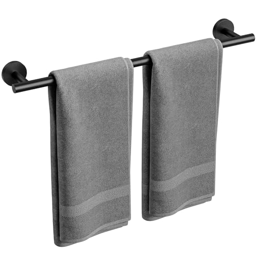 Bubxo Matte Black Towel Bar, 24 Inch Bathroom Towel Rack (Total Length 26-Inch), Towel Holder Wall...