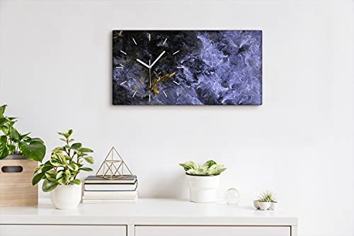 Horloge sur toile 60x30 cm abstrait argent et or silencieuse pour salon - 4