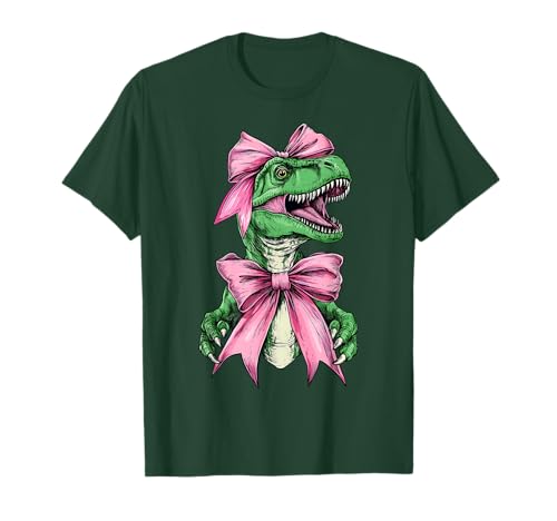 Coquette Bow Trex Tyrannosaurus rex Dinosaurio Rosa Niña Mamá Camiseta