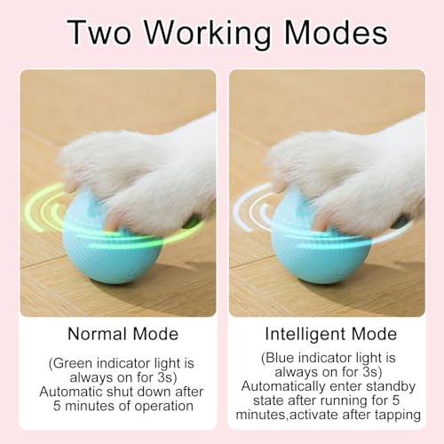 NXPUXP Katzenspielzeug Elektrisch Katzenball,Katzenball mit LED-Licht,360 Grad Rollender Ball,Interaktives Katzenspielzeug,Wiederaufladbares Interaktives Ball (Blau)