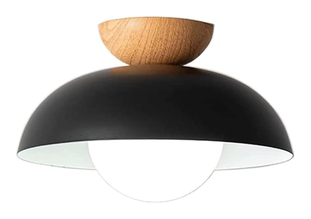 ITOSUI Nordic Style Wrought Iron and Wood Semi-recessed Ceiling Light with E14 Single-Head Chandeliers for Bedroom Aisle Corridor Entrance Decorative Lighting (Color : Dark), D1-XYCa
