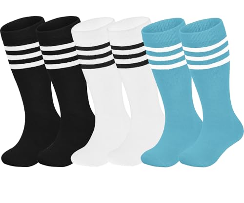 Image of ENBAOHUI 3 Pairs Toddler Soccer Socks - Kids Boys Girls Knee Socks