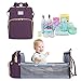 FANDARE Windelrucksack Wickeltasche Rucksack Babytaschen mit Bett Babyrucksack Schultasche Teenager Mädchen Rucksäcke Schulranzen Große Reise Mommy Daypacks Damen Herren Faltbares Kinderbett Lila