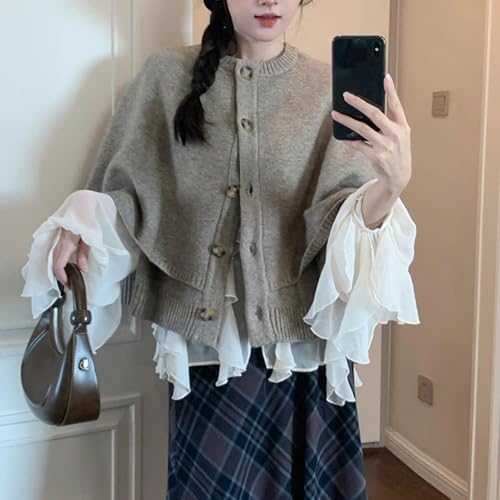 Vintage Casual Women Woolen Sweater Solid O-Neck Shawl Knitted Button Cardigans Autumn Winter Sweaters3