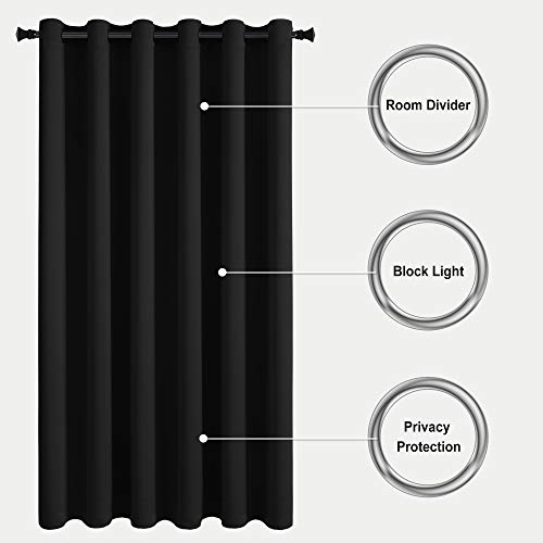 Image of DWCN Total Privacy Room Divider Blackout Curtain - Thermal Curtains for Patio Door, Living Room, Bedroom Partition and Shared Office Space, 1 Grommet Curtain Panel, 8.3ft Wide x 8ft Tall, Black