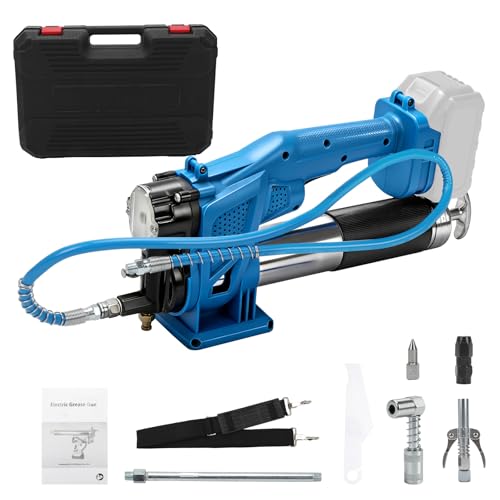 Pistola de engrase inalámbrica compatible con batería Makita de 18 V (sin batería), 10000 PSI 130.4 g/min de flujo, pistola de grasa eléctrica con manguera de 1 m, adaptador de 90°, 3 acopladores