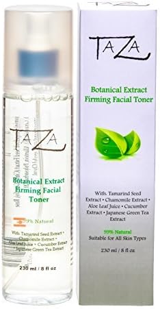 Taza Premium Natural Botanical Firming Facial Toner, 8 oz Firmer and Refined Skin With: Tamarind Seed Extract, Chamomile Extract, Aloe Leaf Juice, Cucumber Extract, Japanese Green Tea Extract