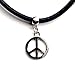 Produktbild Live It Style It schwarz echtes Leder Schnur Tattoo Choker Charm Halskette Anhänger Retro Hippie Tibet Silber - Peace, 13, 13" + 2"