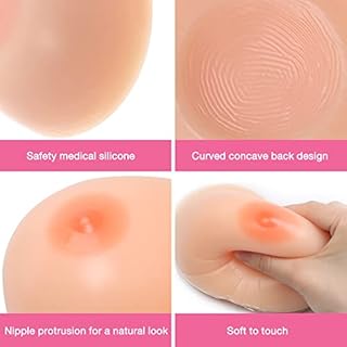 ELMIKA - Seni Finti in Silicone per Protesi Post-Mastectomia, Transgender, Crossdresser, Beige, B (600grams/coppia)