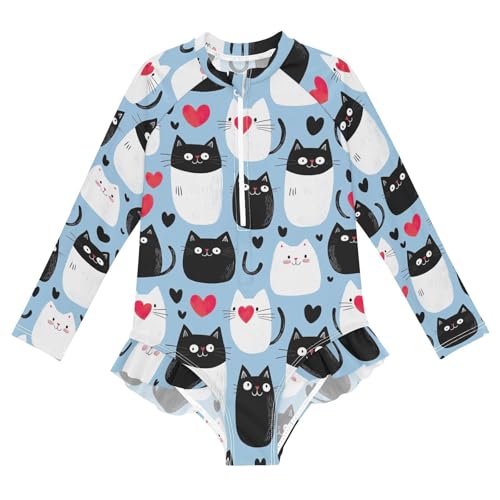 Cute Cat Girls Long Sleeve One-Piece Swimsuit UV Protection Quick Dry Swimwear Bathing Suit 20859148
