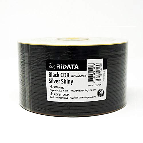 600 Pack Ridata Black CD-R 48X 700MB 80M Shiny Silver Thermal Surface Black Bottom Blank Media Recordable Disc