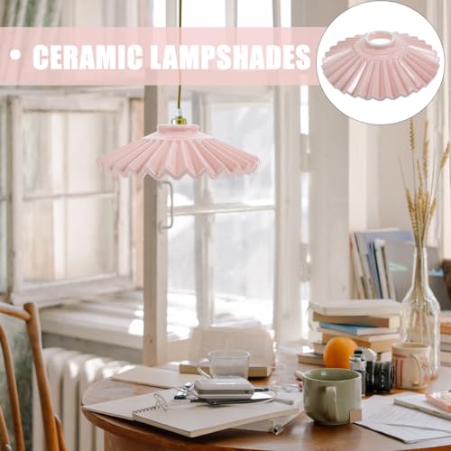 Image of Angoily Ceramic Lampshade 7.87X7.87X2.16 Inch White Pendant Light Cover Replacement for Ceiling Lamp Shade Chandelier Suitable for Dining Room Bar Bedroom