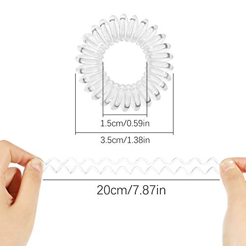 Fidget Pencil 40 Pcs Spiral Hair Ties No Crease,Traceless Hair Ties,Phone Cord Hair Ties,Elastic Hair Ties,Waterproof Coil Hair Ties,Transparent #TOP2